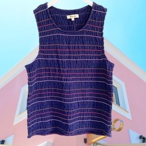 Madewell Ruched Striped Cotton Tank Top Blue L
